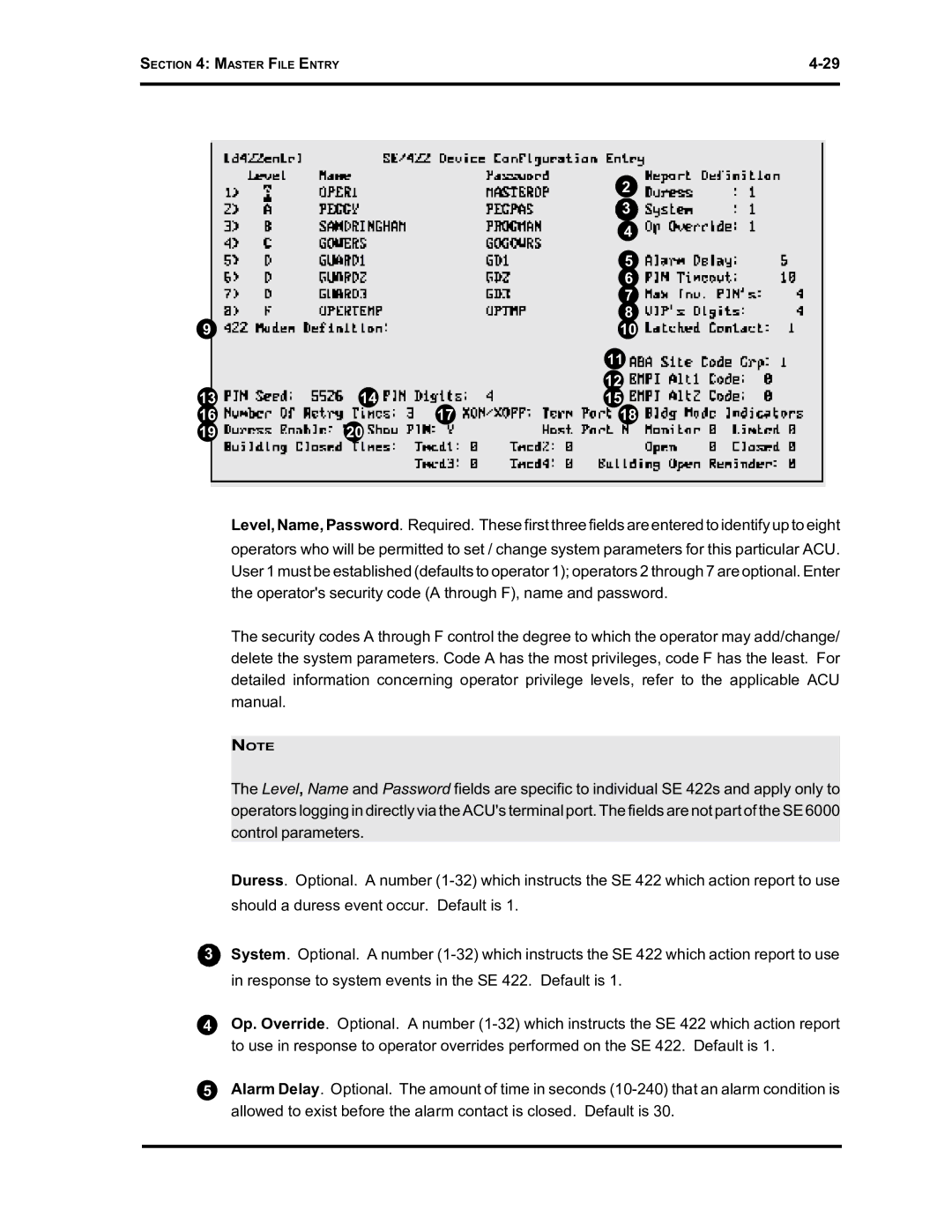 Westinghouse SE 6000 manual Master File Entry 