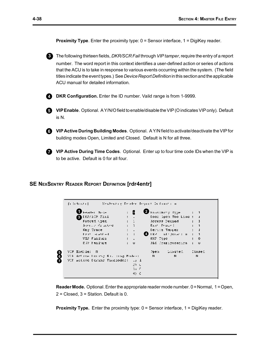 Westinghouse SE 6000 manual SE Nexsentry Reader Report Definition rdr4entr 