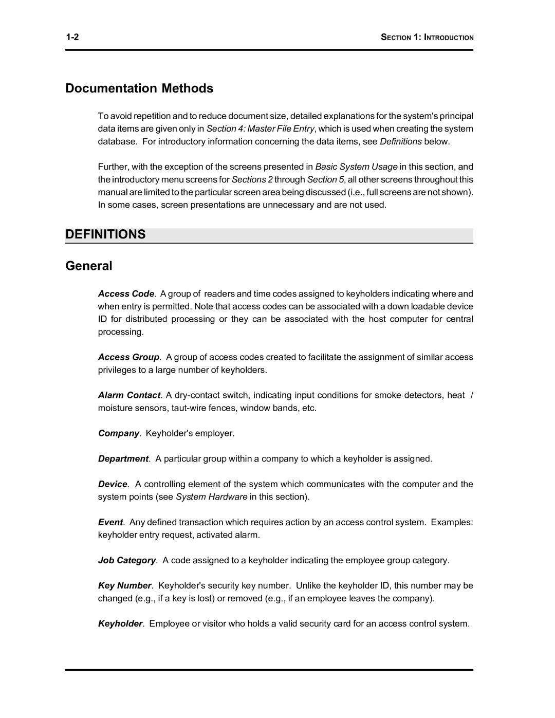 Westinghouse SE 6000 manual Documentation Methods, Definitions, General 