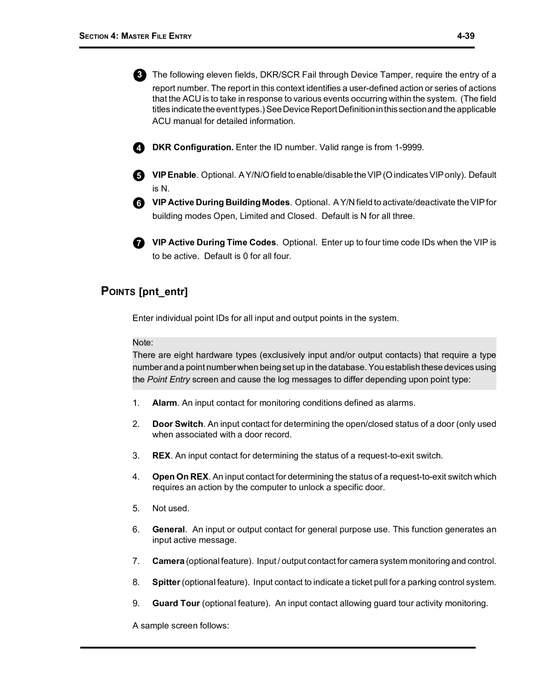 Westinghouse SE 6000 manual Points pntentr 