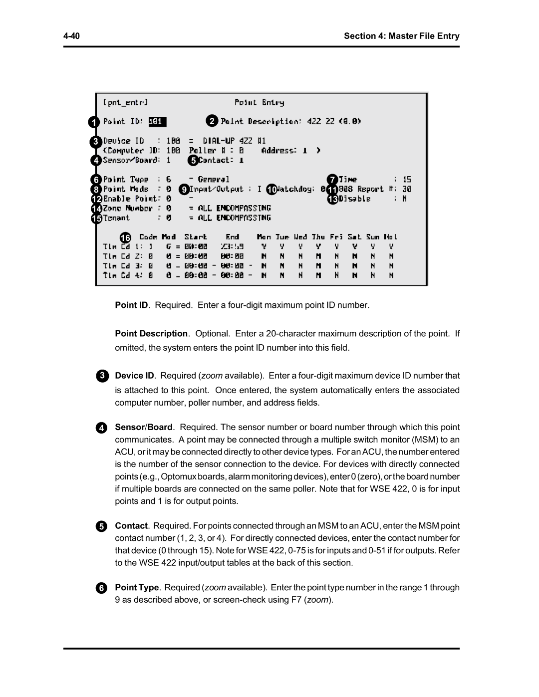 Westinghouse SE 6000 manual Master File Entry 