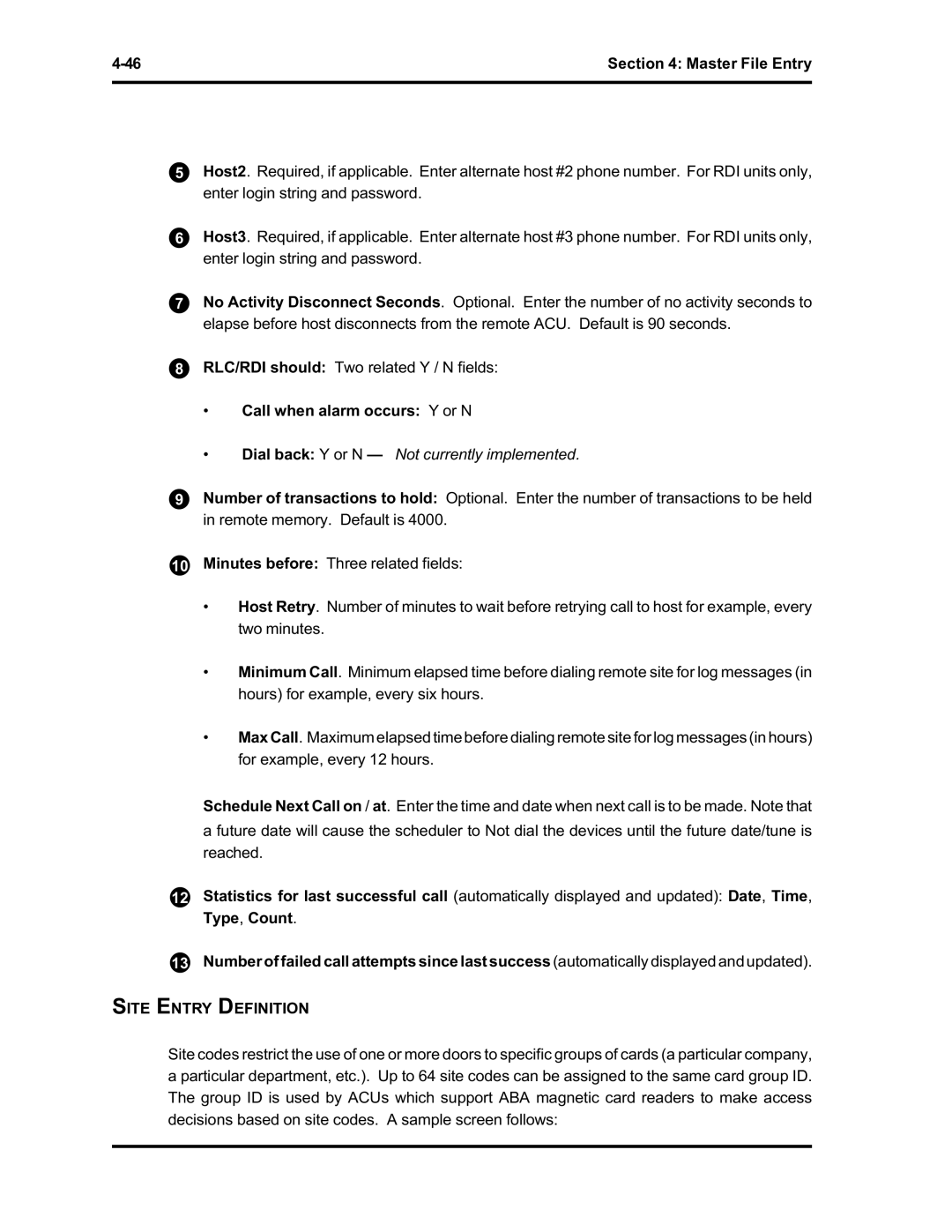 Westinghouse SE 6000 manual Site Entry Definition 