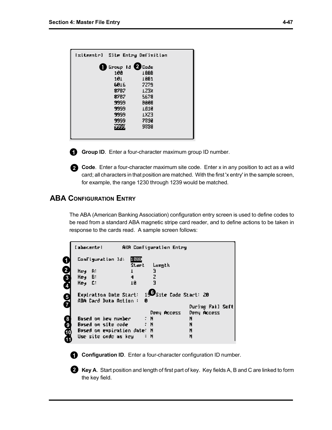 Westinghouse SE 6000 manual ABA Configuration Entry 