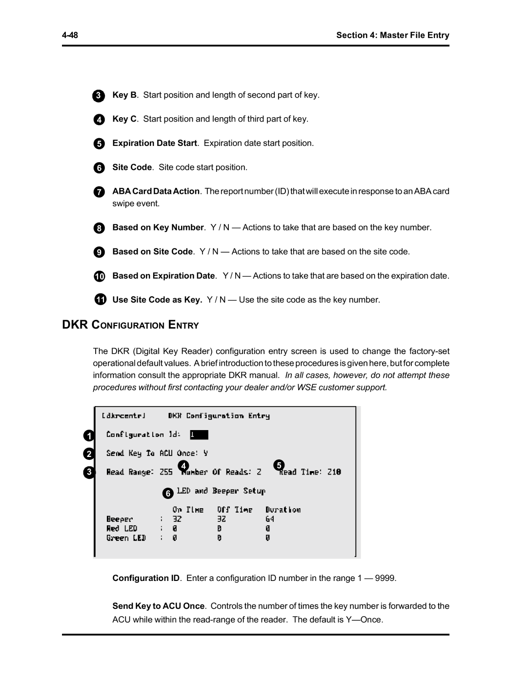 Westinghouse SE 6000 manual DKR Configuration Entry 