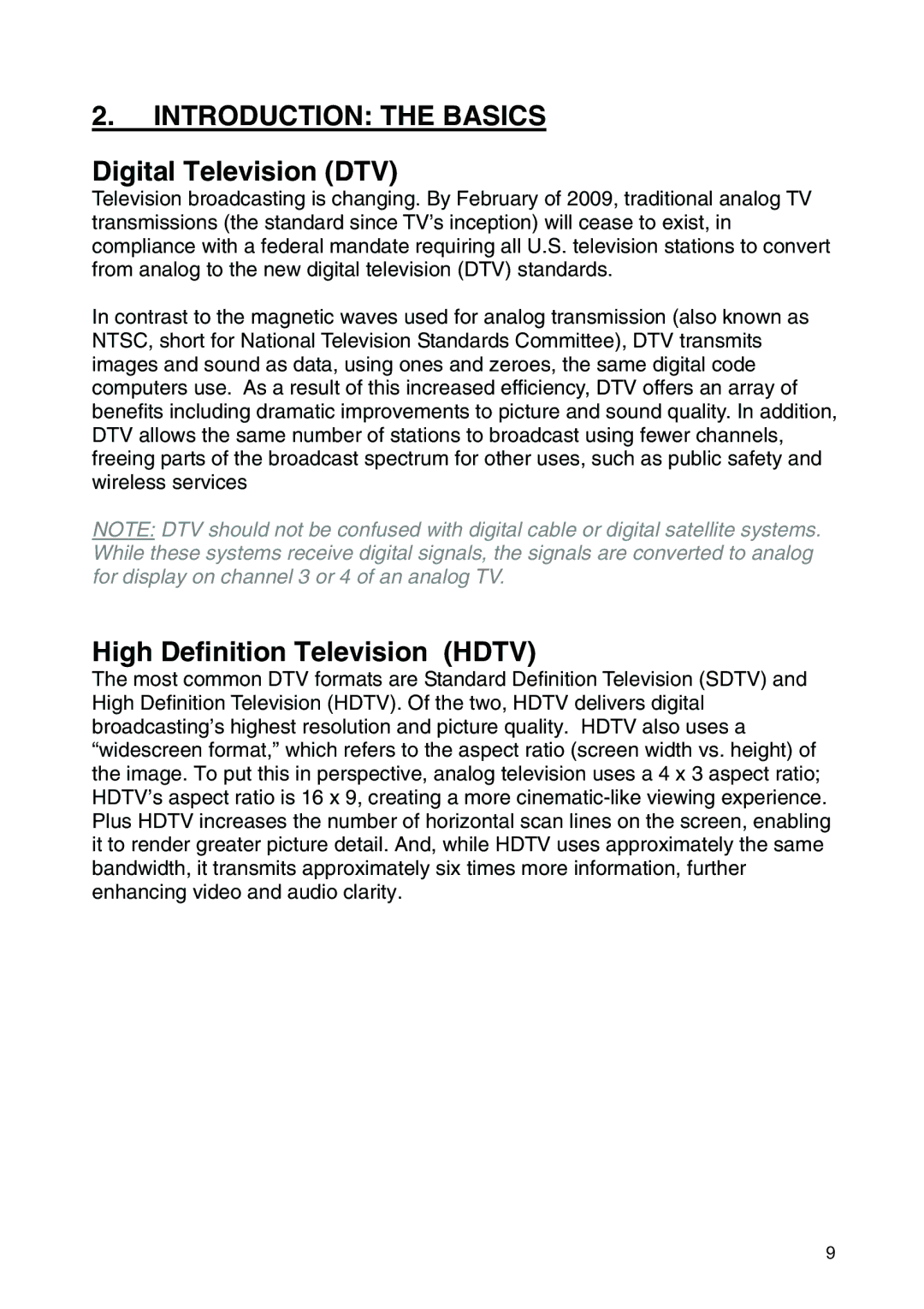 Westinghouse SK-19H210S manual Introduction the Basics, Digital Television DTV, High Definition Television Hdtv 