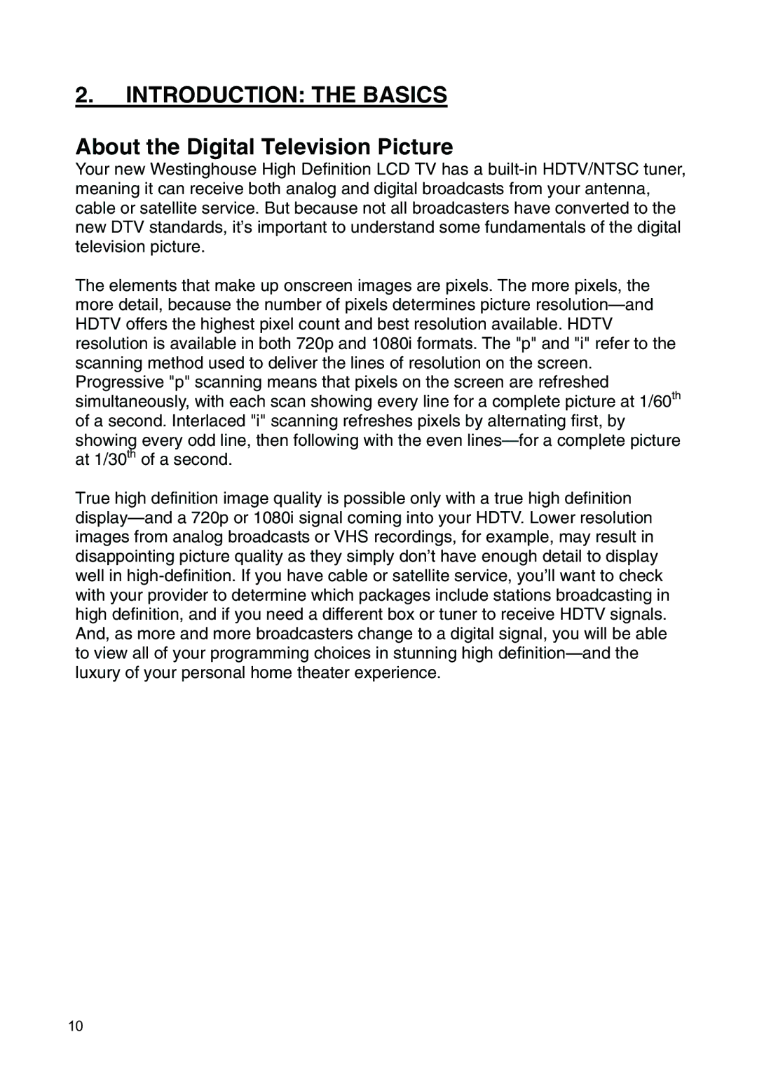 Westinghouse SK-19H210S manual About the Digital Television Picture 