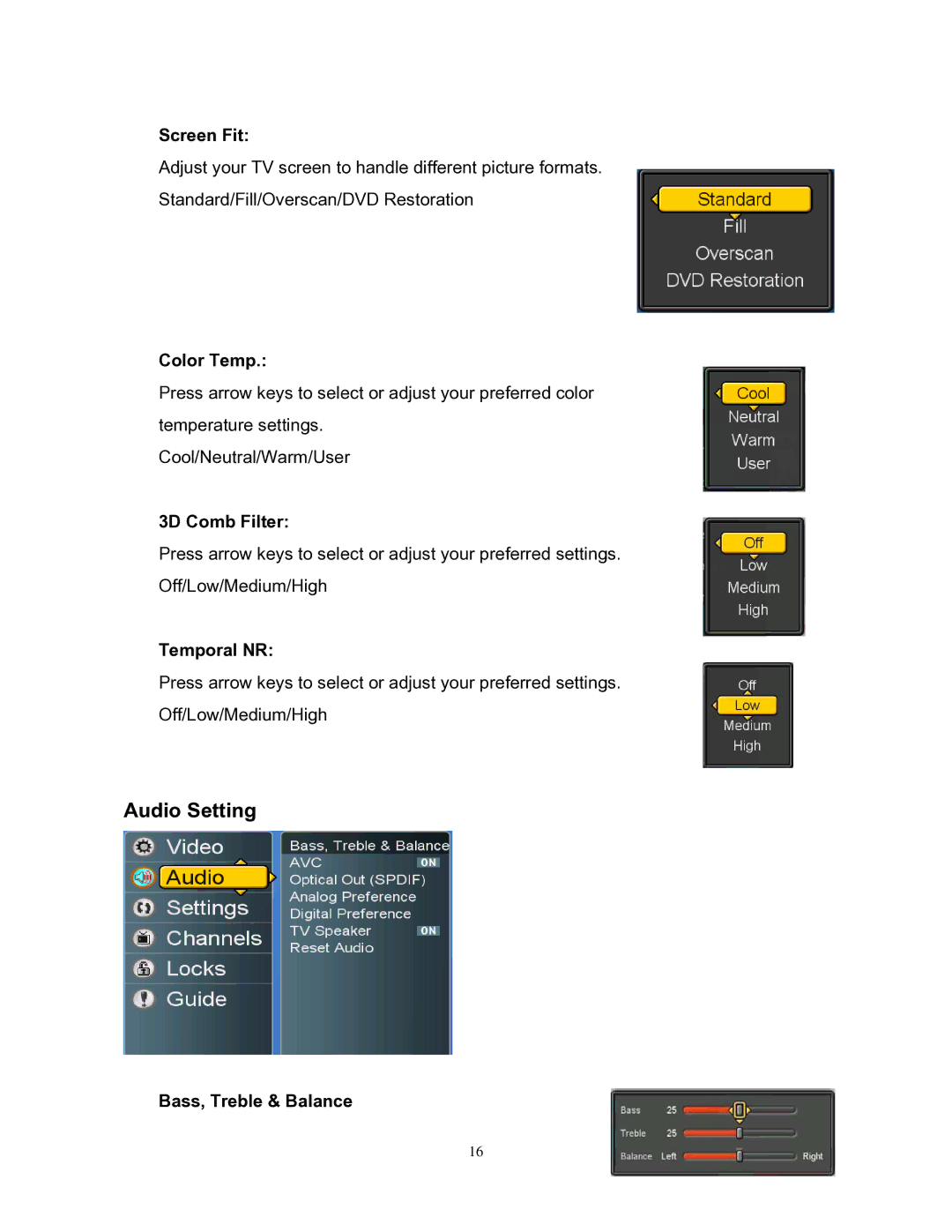 Westinghouse SK-26H240S user manual Audio Setting 