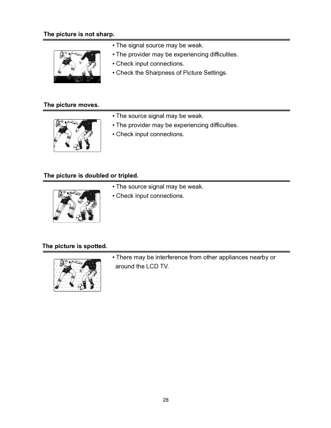 Westinghouse SK-26H240S user manual Picture is not sharp, Picture moves, Picture is doubled or tripled, Picture is spotted 