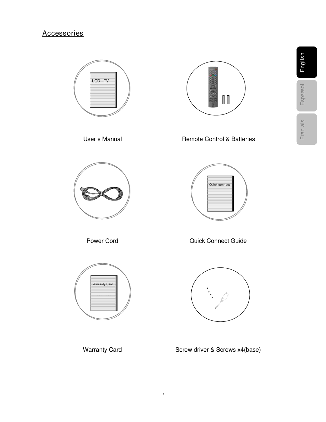 Westinghouse SK-26H240S user manual Accessories 