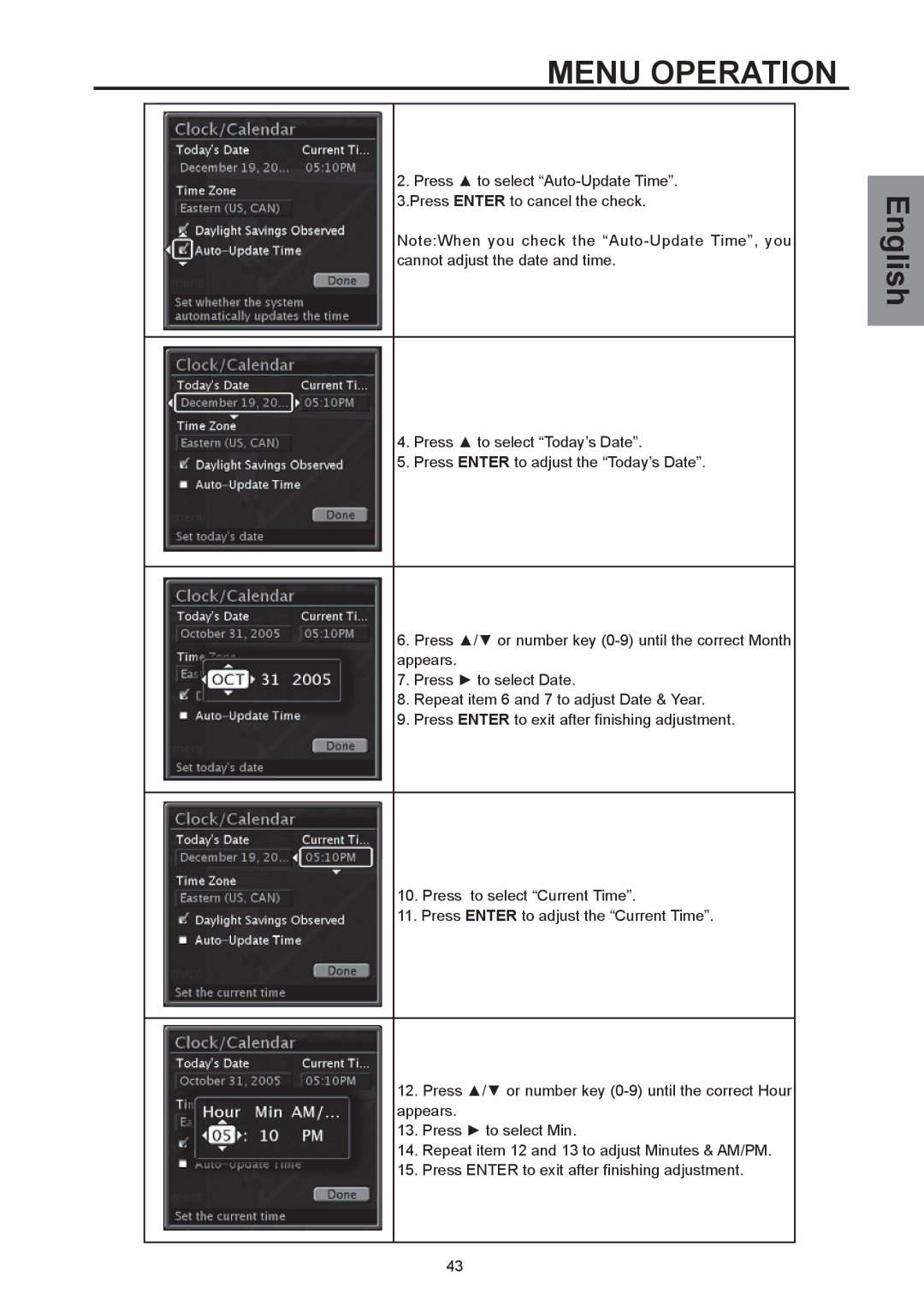 Westinghouse SK-26H590D, SK-32H590D user manual Menu Operation 