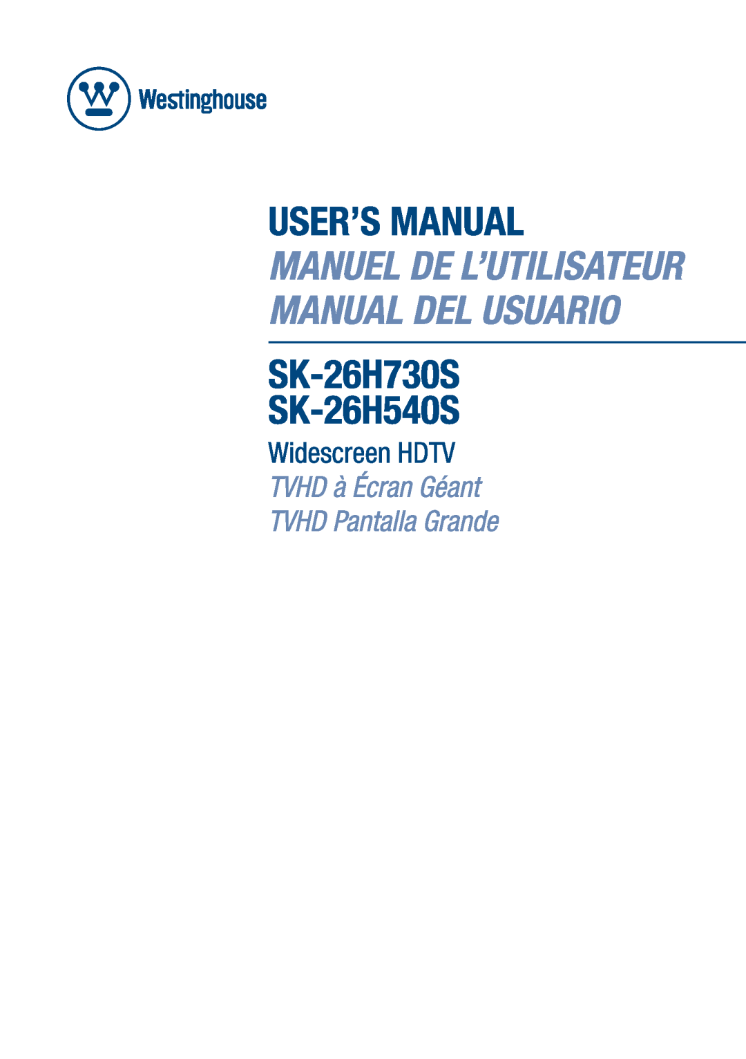 Westinghouse SK-26H540S, SK-26H730S manual 