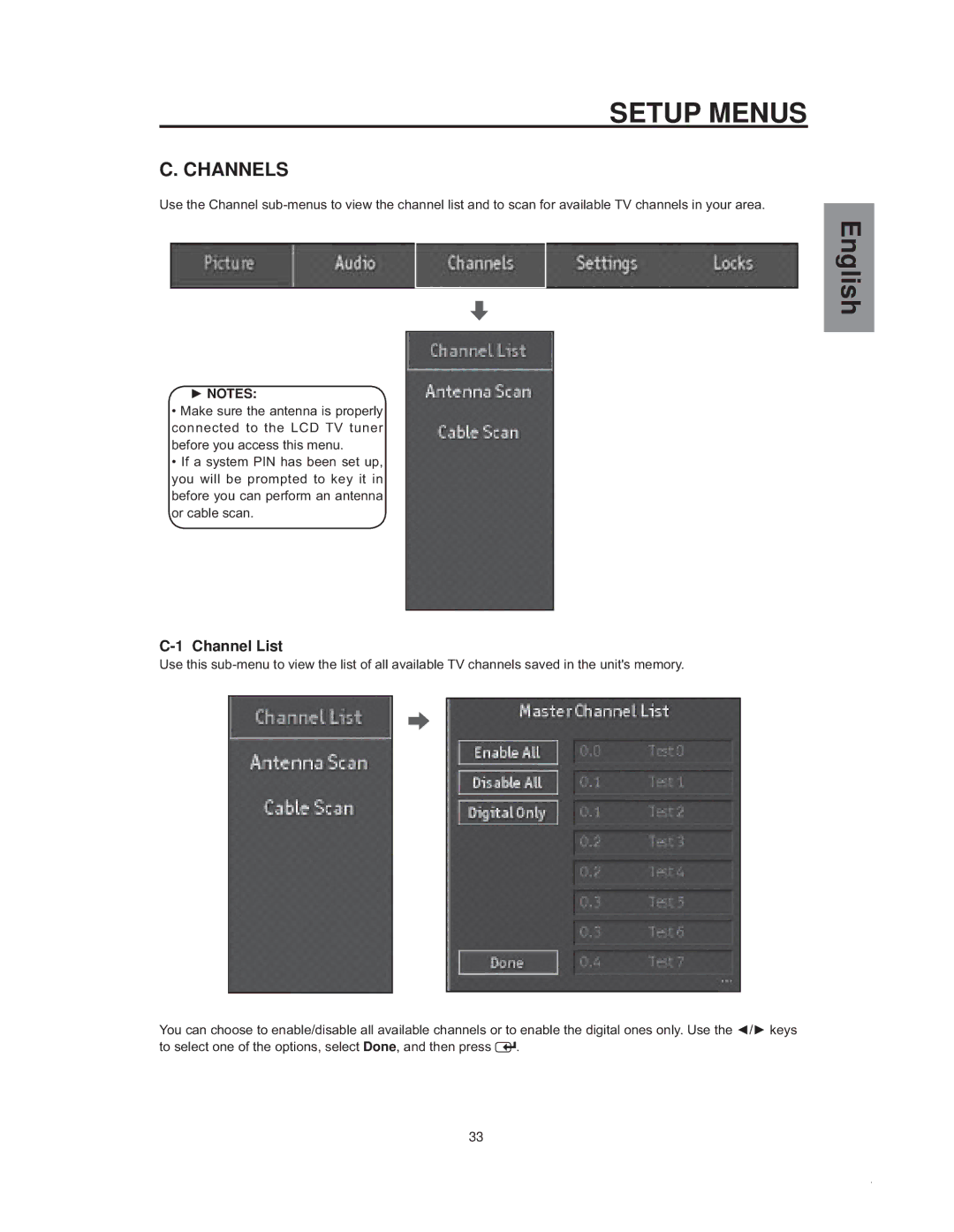 Westinghouse sk-32h540s manual Channels, Channel List 