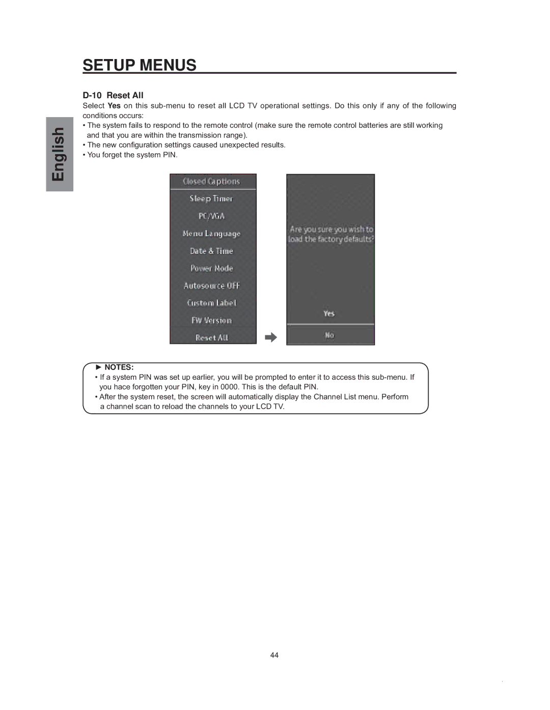 Westinghouse sk-32h540s manual Reset All, FrqglwlrqvRffxuv 