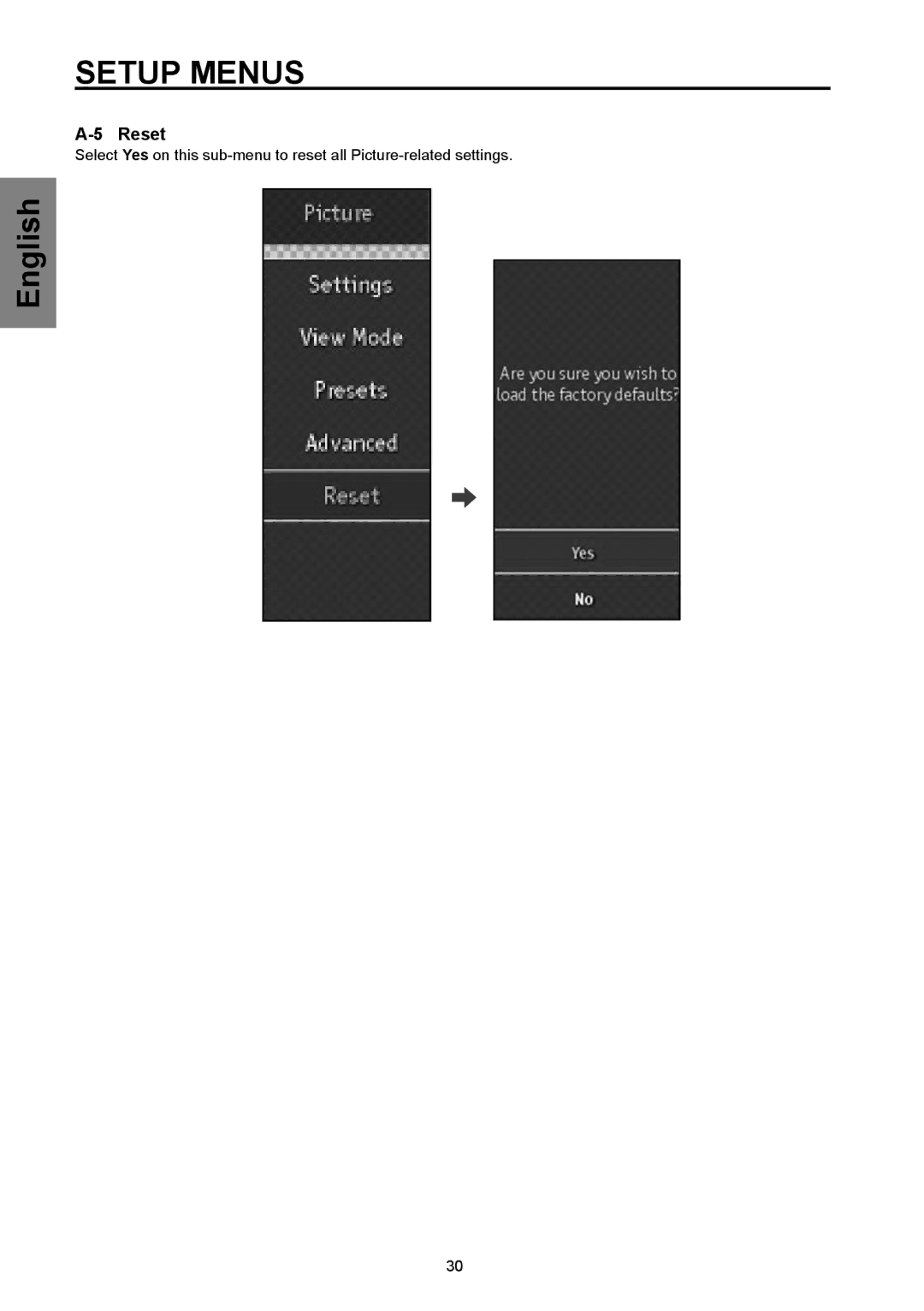 Westinghouse SK-32H570D, SK-26H570D user manual Reset 