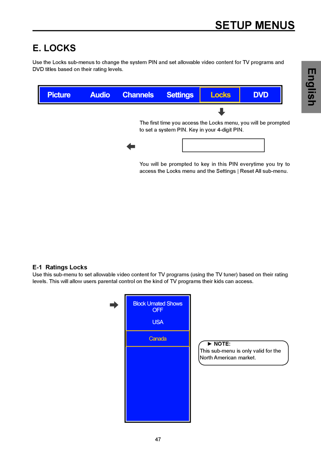 Westinghouse SK-26H570D, SK-32H570D user manual Ratings Locks 