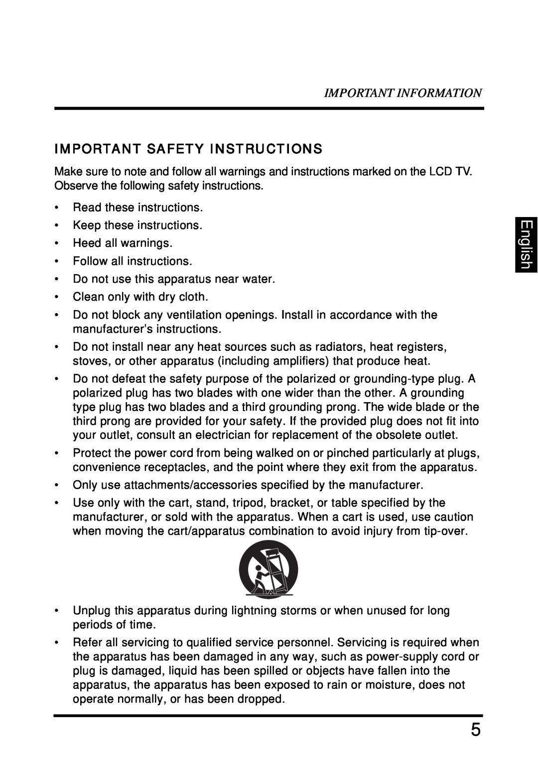 Westinghouse SK-32H640G user manual English, Important Information, Important Safety Instructions 