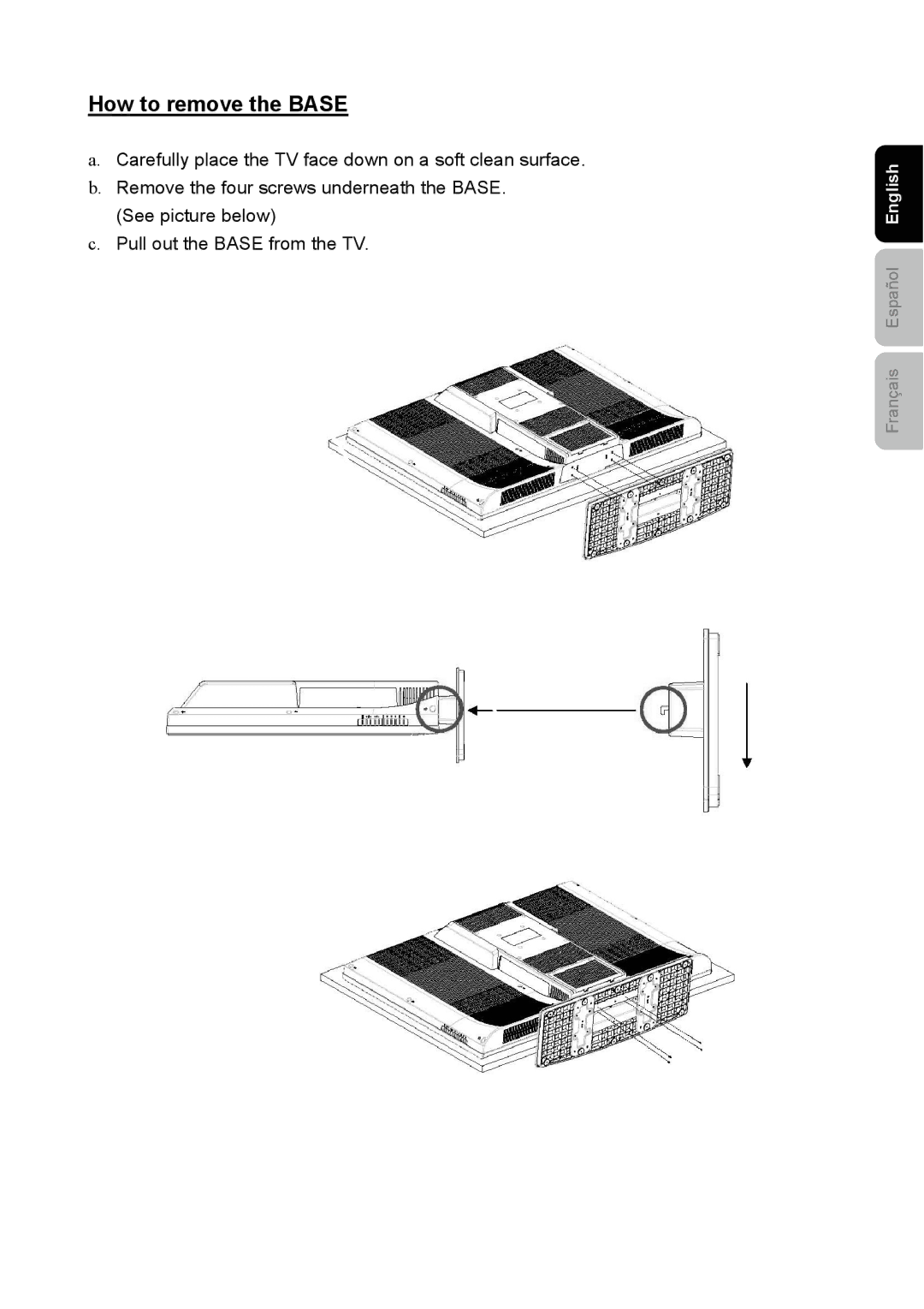 Westinghouse SK-40H520S user manual How to remove the Base 