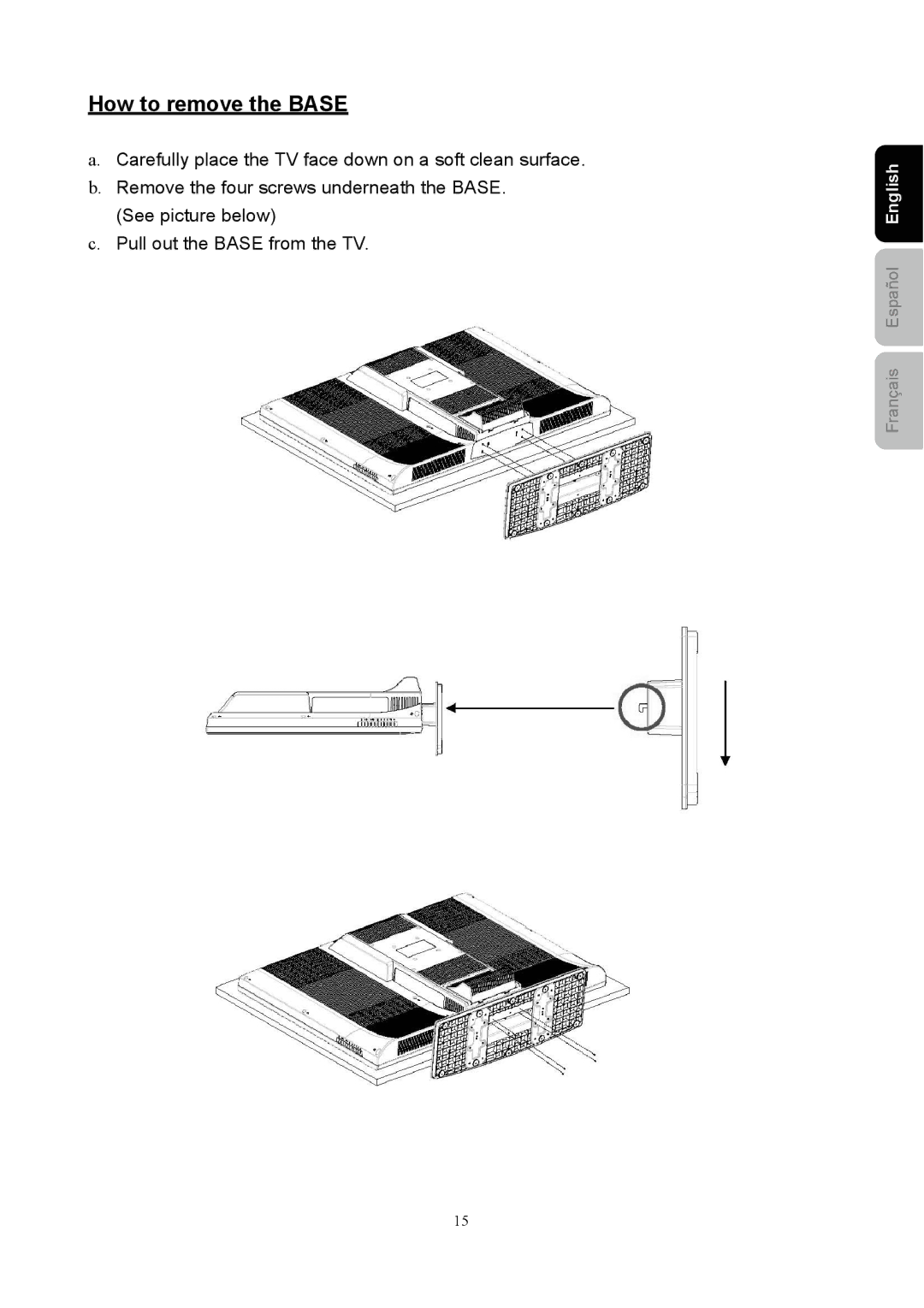 Westinghouse SK-40H590D user manual How to remove the Base 