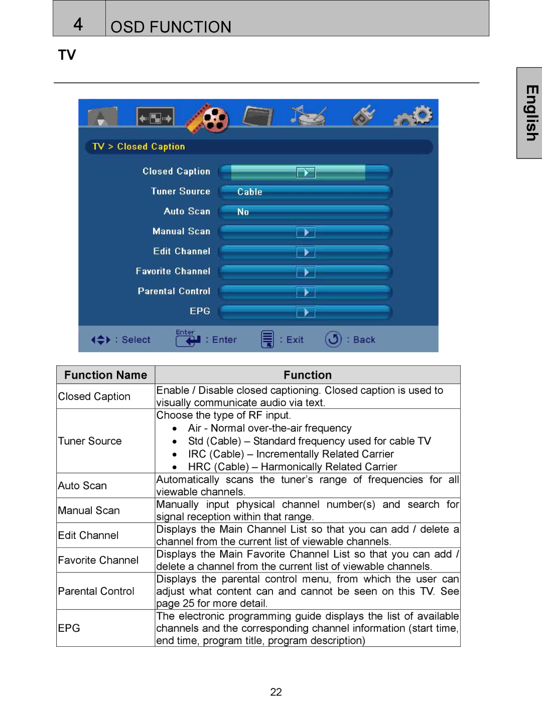 Westinghouse SK-32H520S, SK-42H360S, SK-32H240S, SK-42H240S user manual Epg 