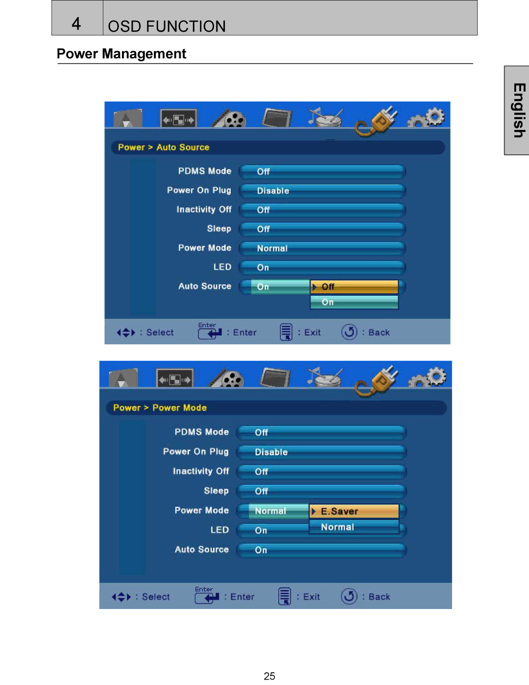 Westinghouse SK-42H360S, SK-32H520S, SK-32H240S, SK-42H240S user manual Power Management 