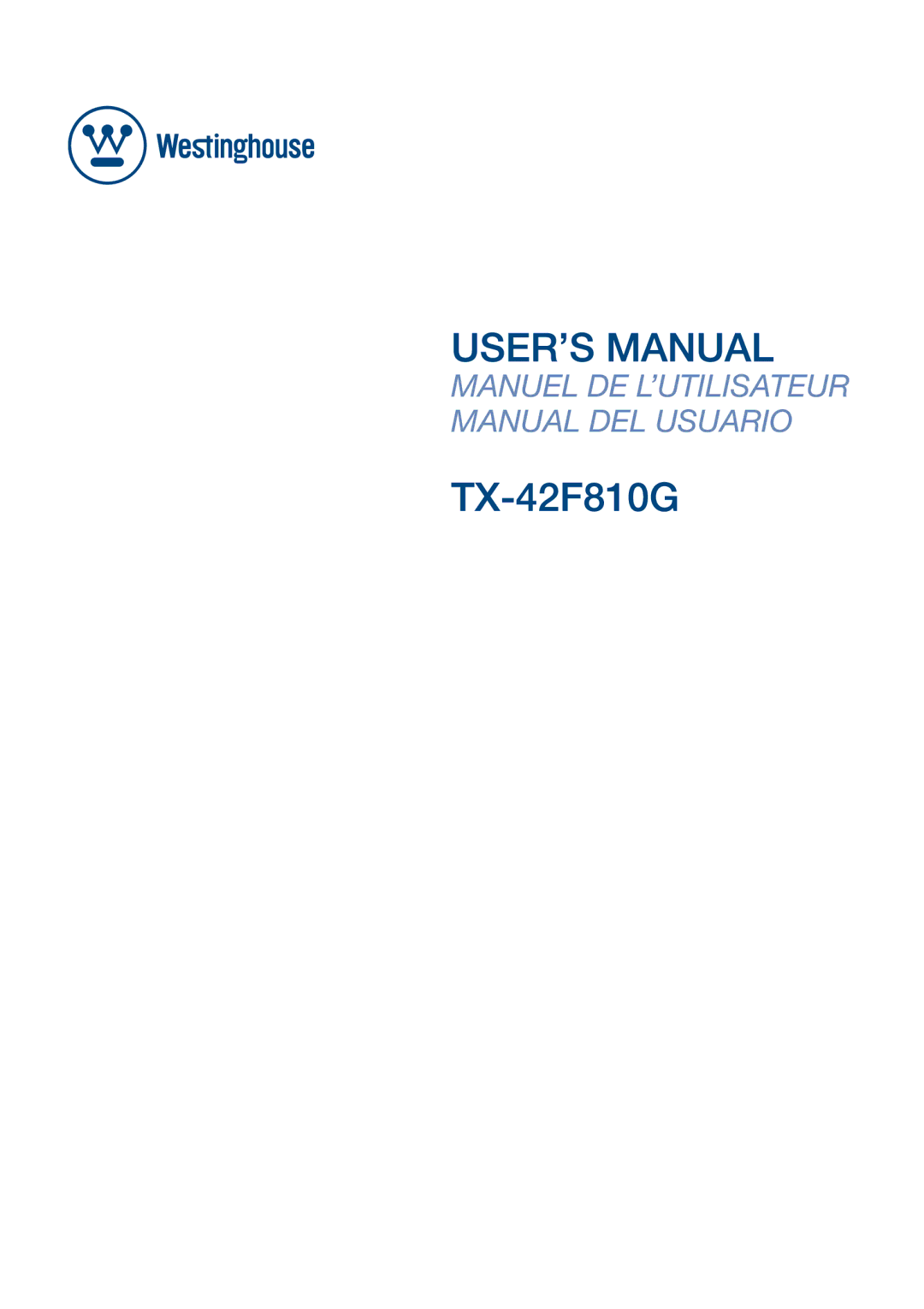 Westinghouse TX-42F810G manual 