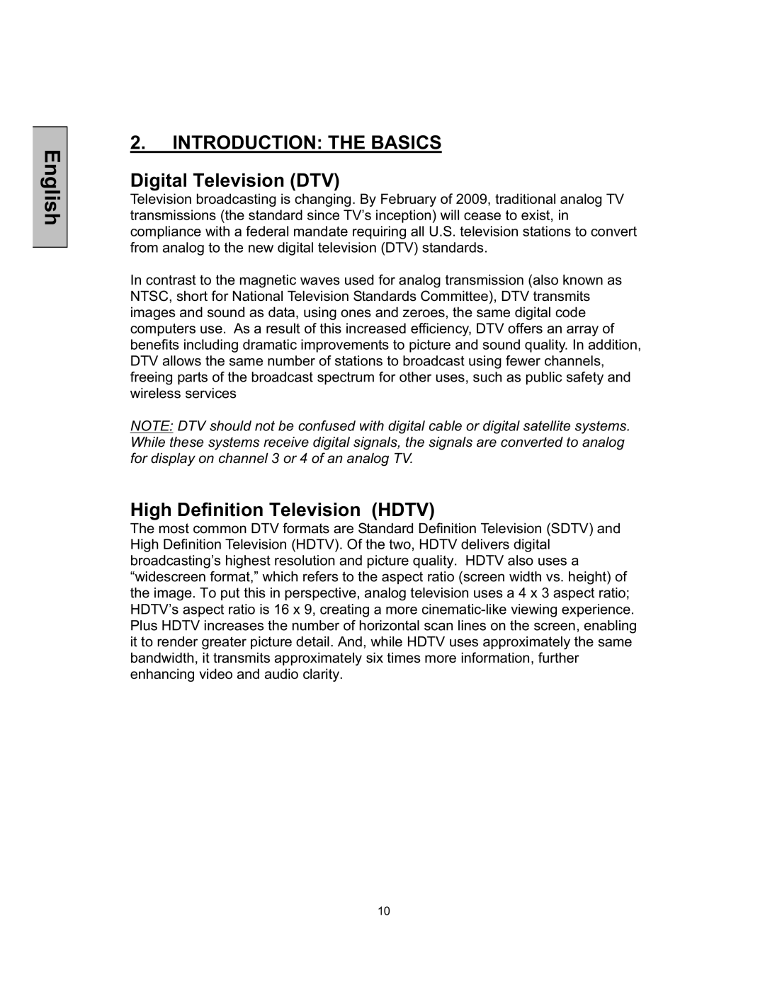 Westinghouse TX-52F480S user manual Introduction the Basics, Digital Television DTV, High Definition Television Hdtv 