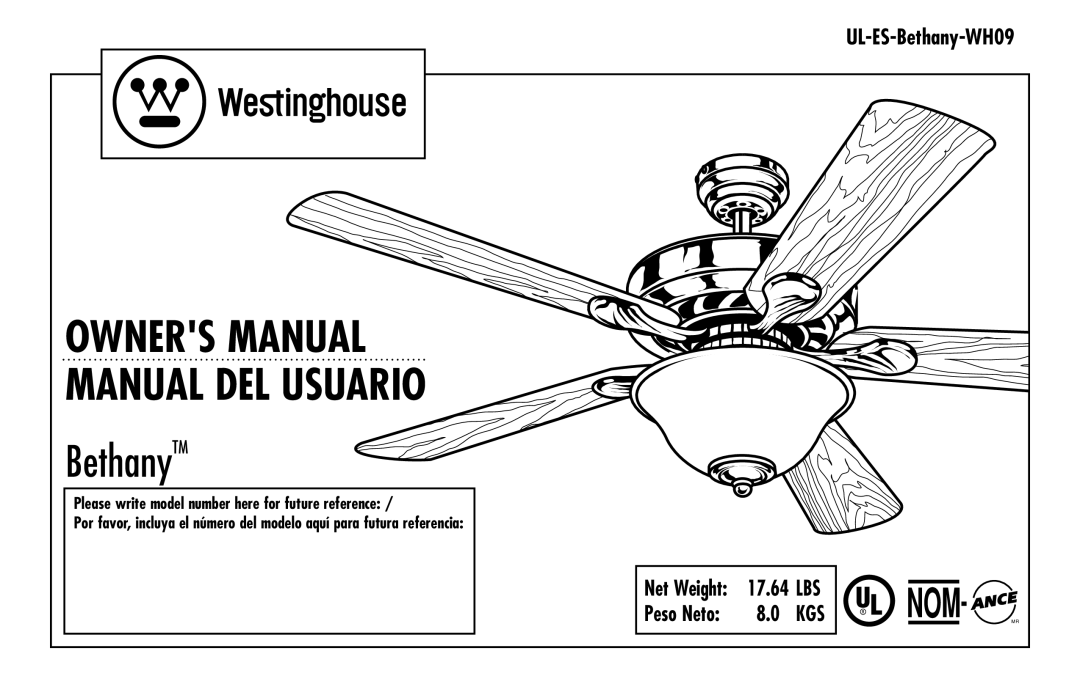 Westinghouse ul-es-bethany-who9 owner manual Manual del usuario 