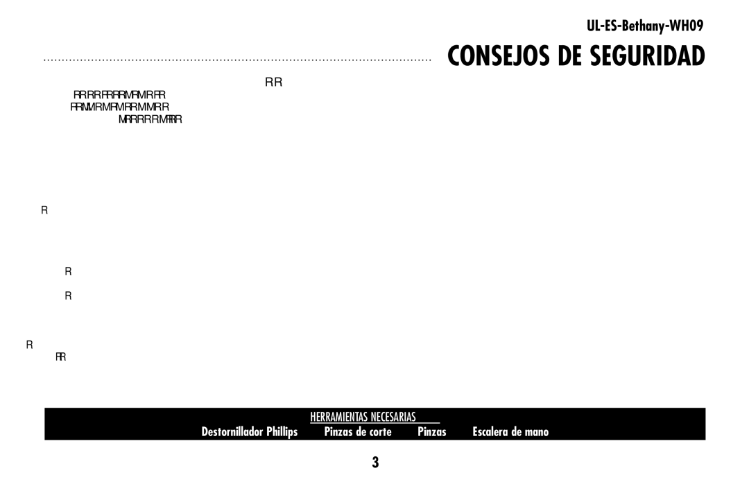 Westinghouse ul-es-bethany-who9 owner manual Consejos de seguridad 