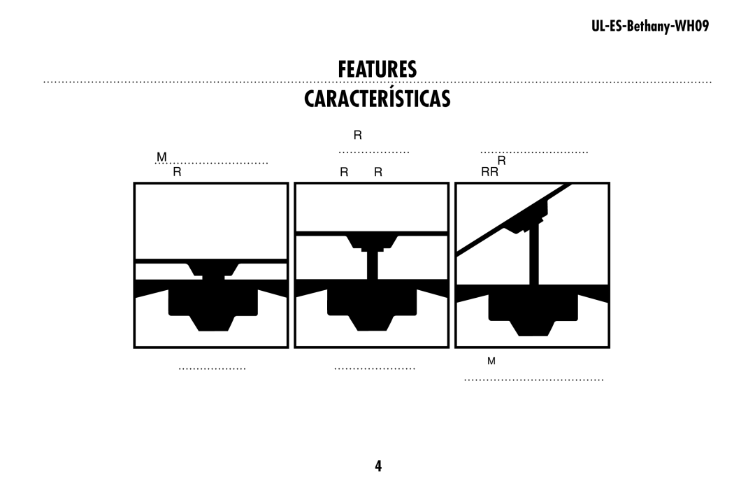 Westinghouse ul-es-bethany-who9 owner manual Features Características, Instalación con 