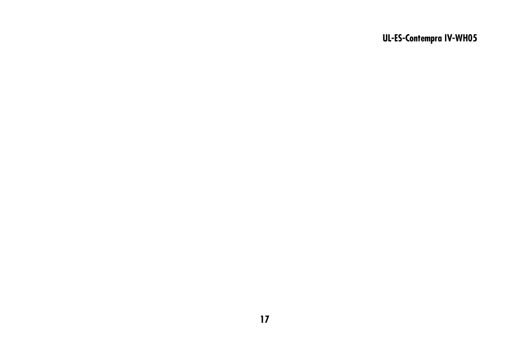 Westinghouse UL-ES-Contempra IV-WH05 owner manual 