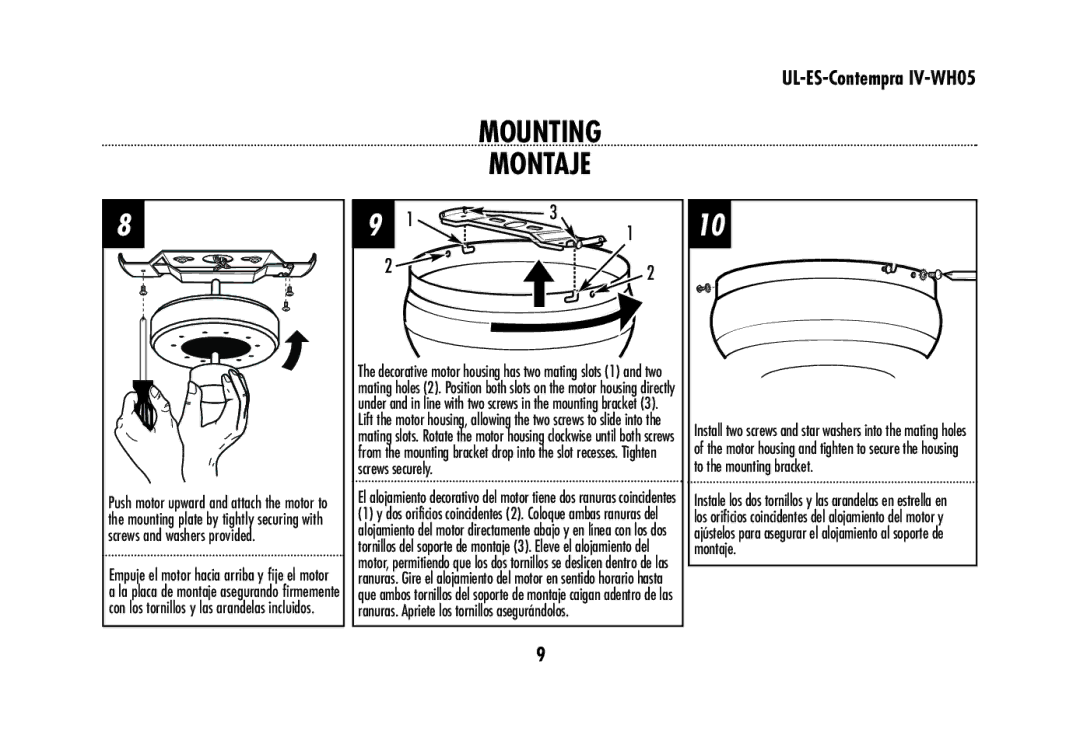 Westinghouse UL-ES-Contempra IV-WH05 owner manual Mounting Montaje 