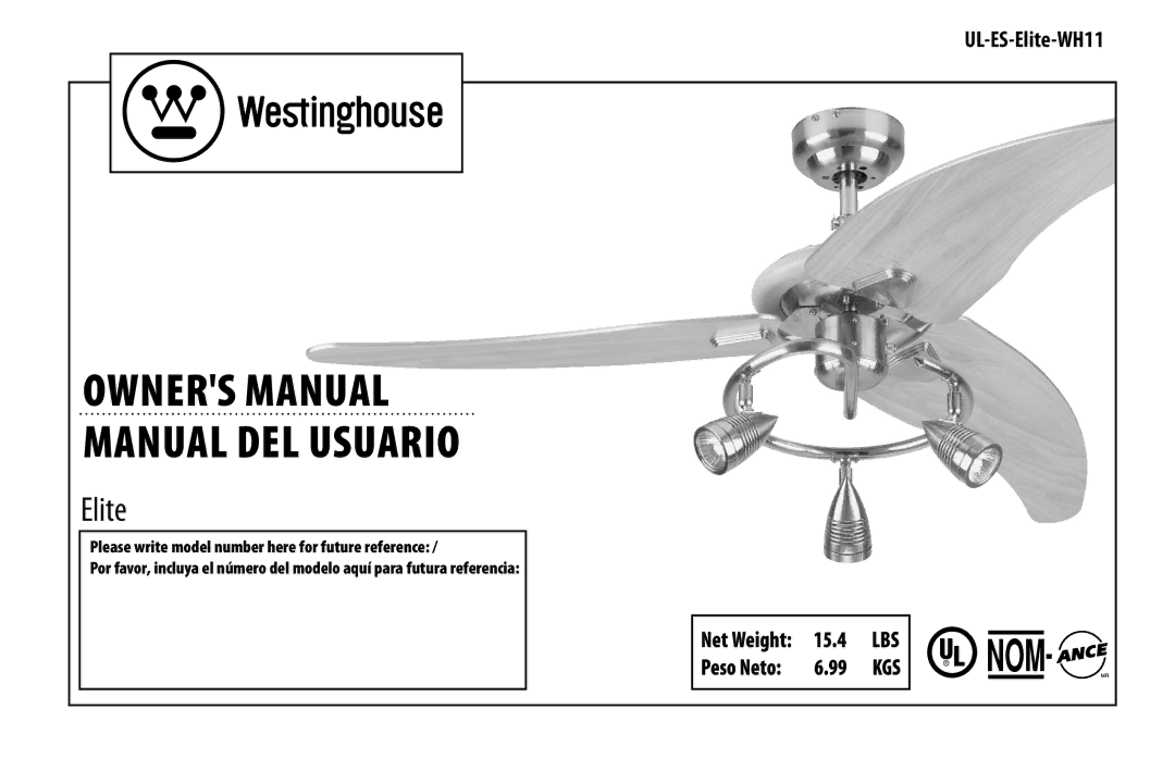 Westinghouse UL-ES-Elite-WH11 manual Manual del usuario 