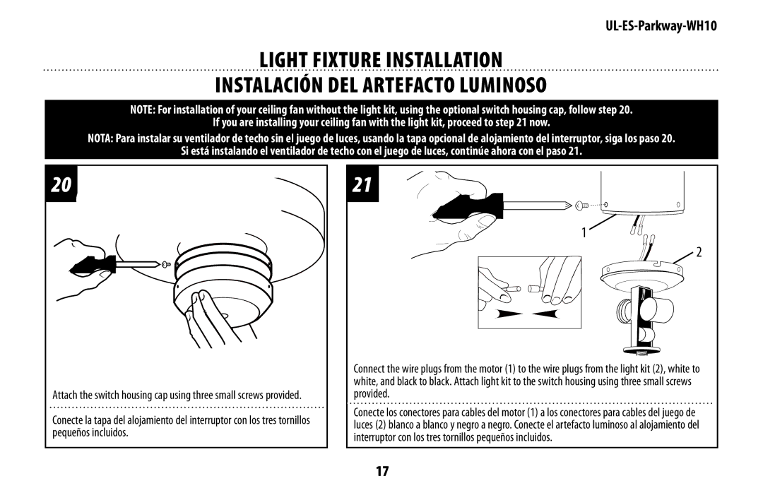 Westinghouse UL-ES-Parkway-WH10 owner manual 