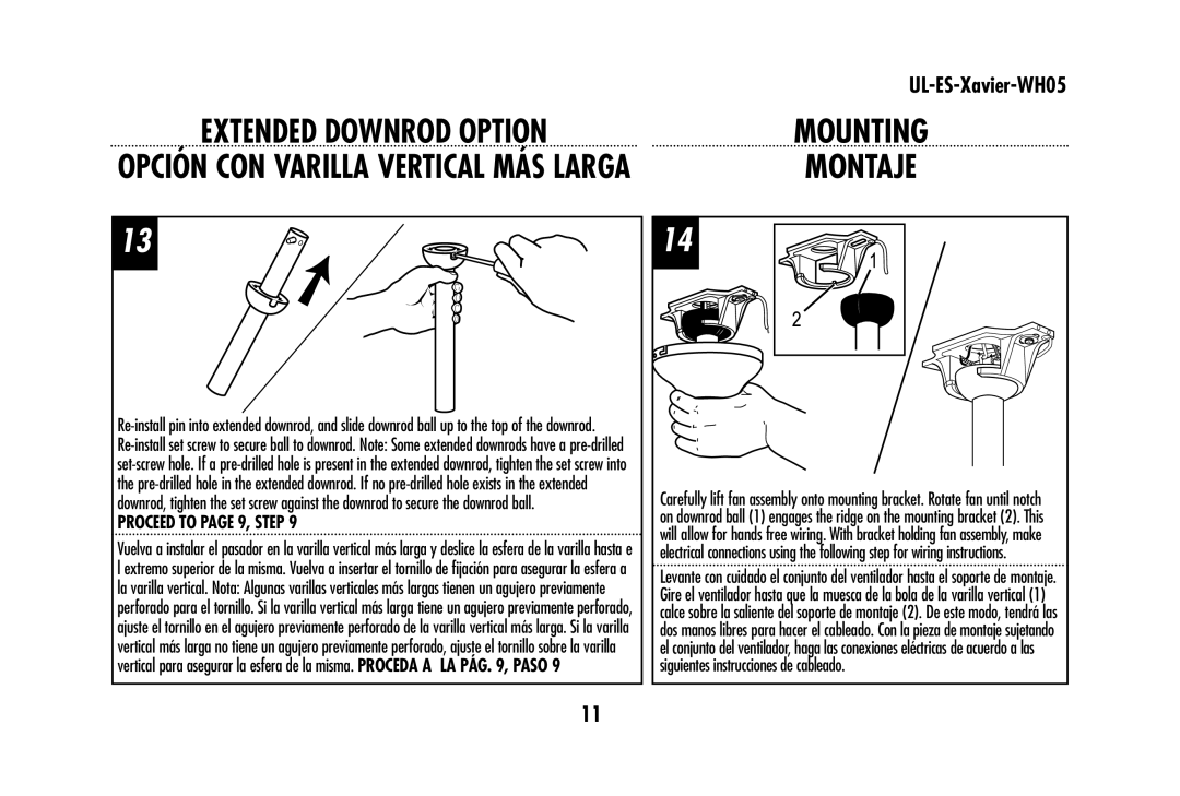 Westinghouse UL-ES-Xavier-WH05 owner manual Mounting 