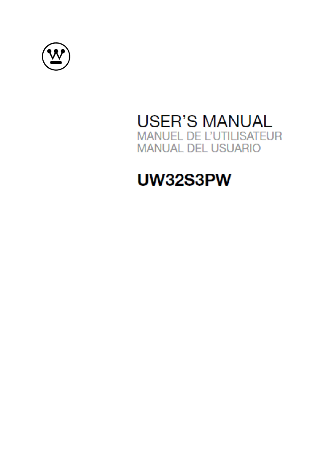 Westinghouse UW32S3PW manual 