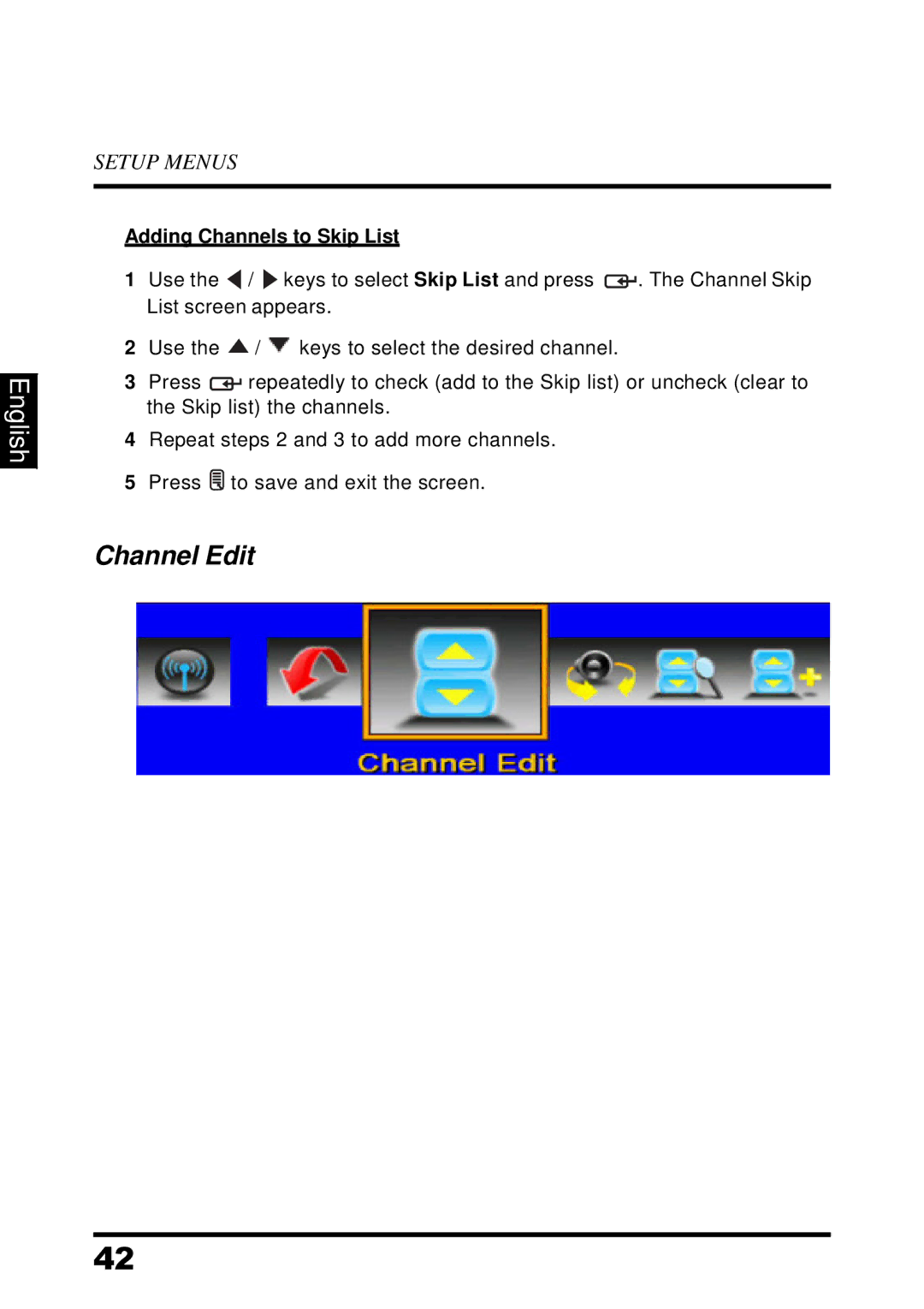 Westinghouse UW32S3PW manual Channel Edit, Adding Channels to Skip List 