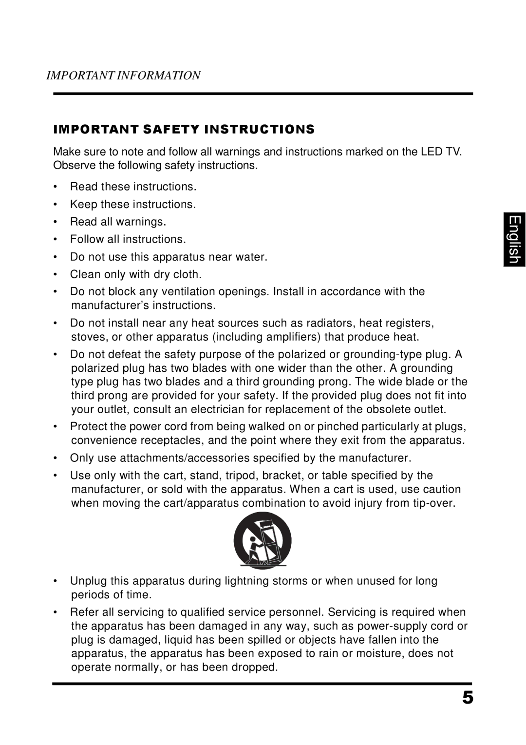 Westinghouse UW32S3PW manual Important Safety Instructions 