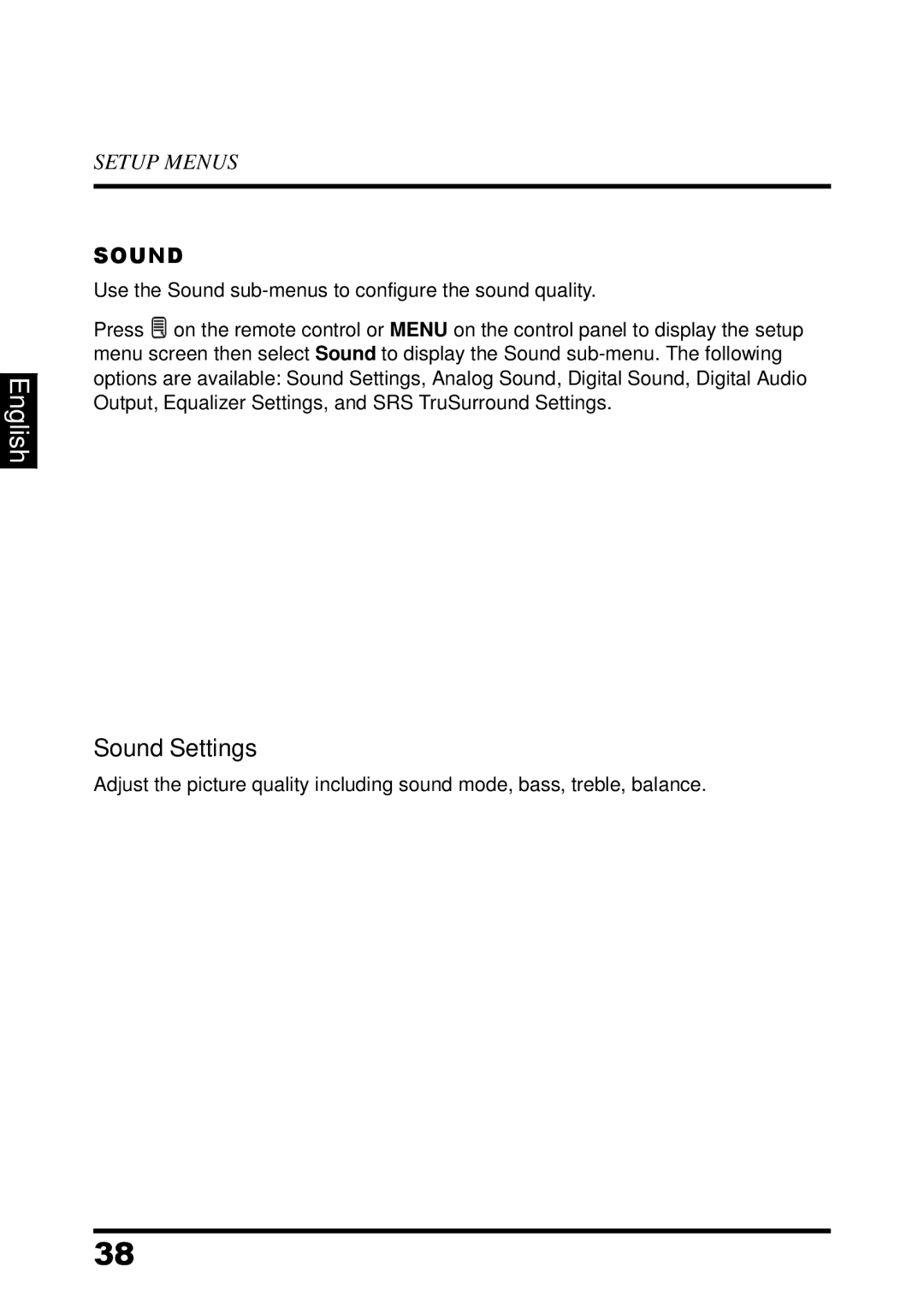 Westinghouse UW32SC1W manual Sound Settings 