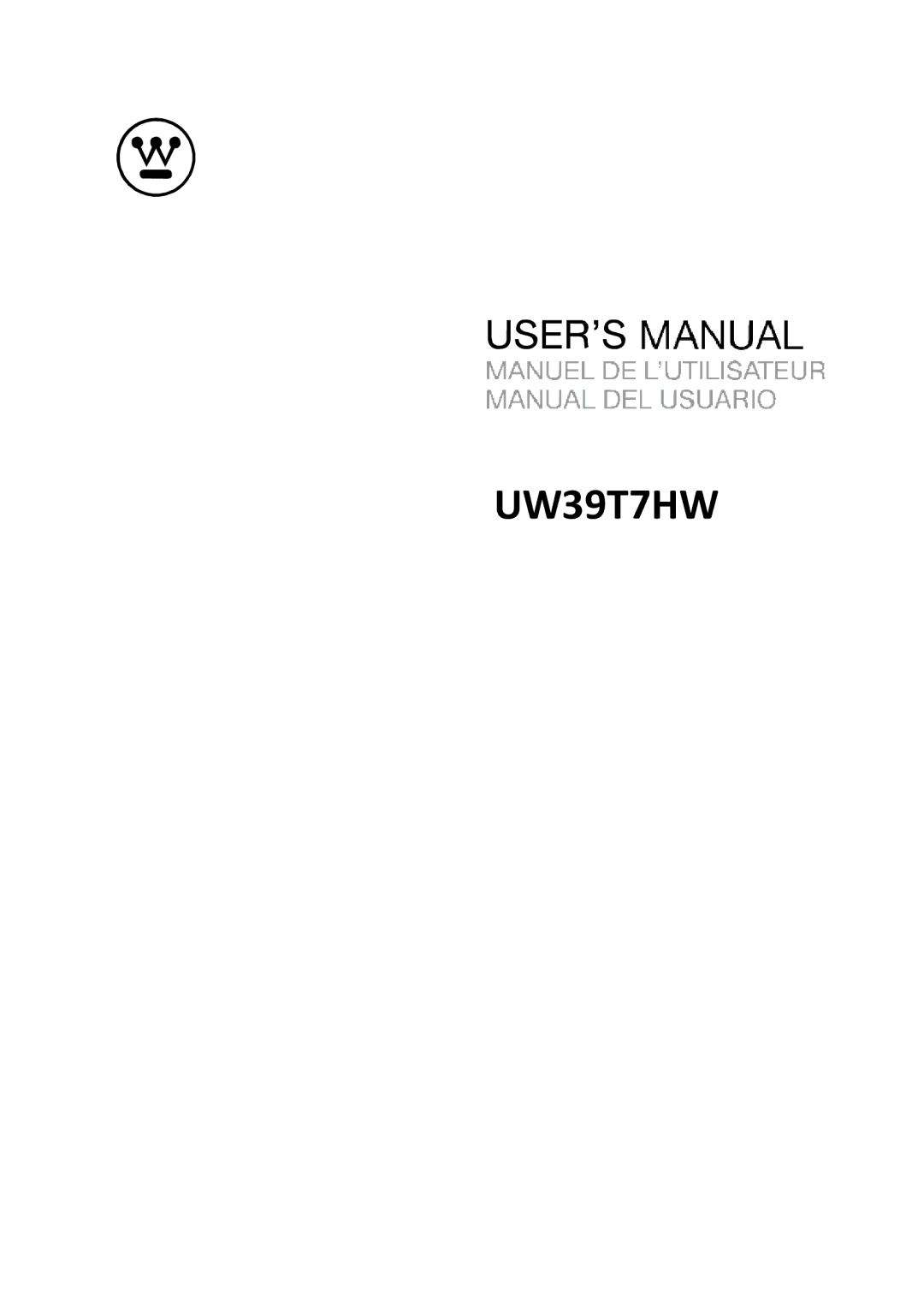 Westinghouse LED TV manual UW39T7HW 