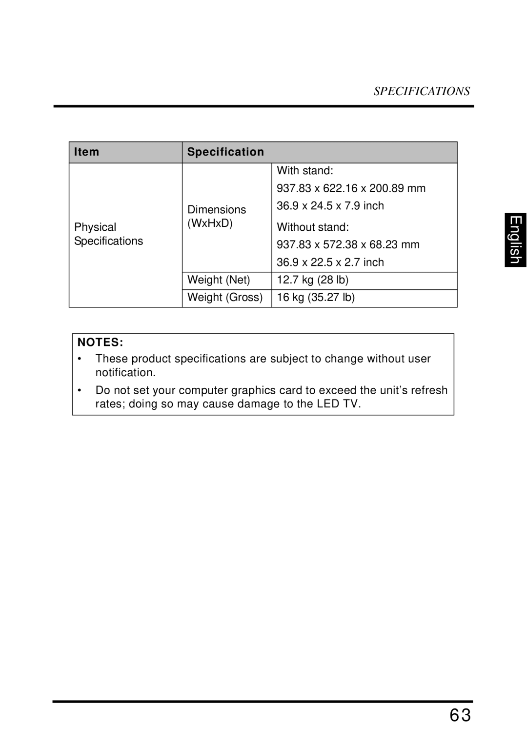 Westinghouse UW40T user manual English 