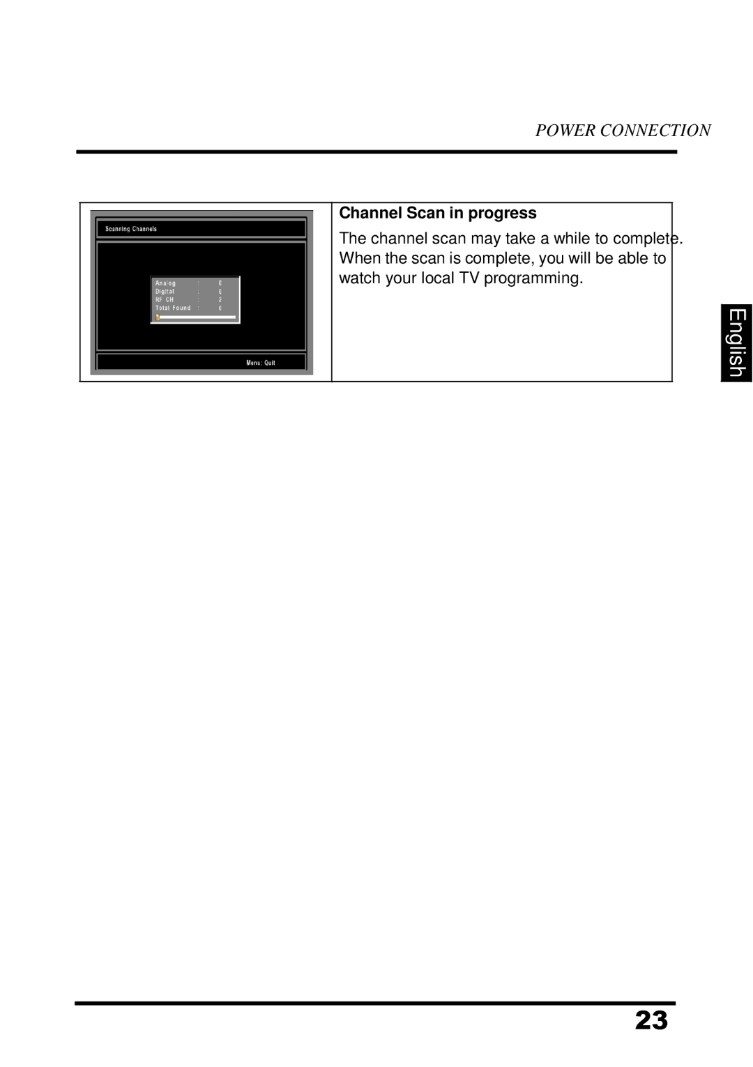 Westinghouse UW48T7HW manual Channel Scan in progress 