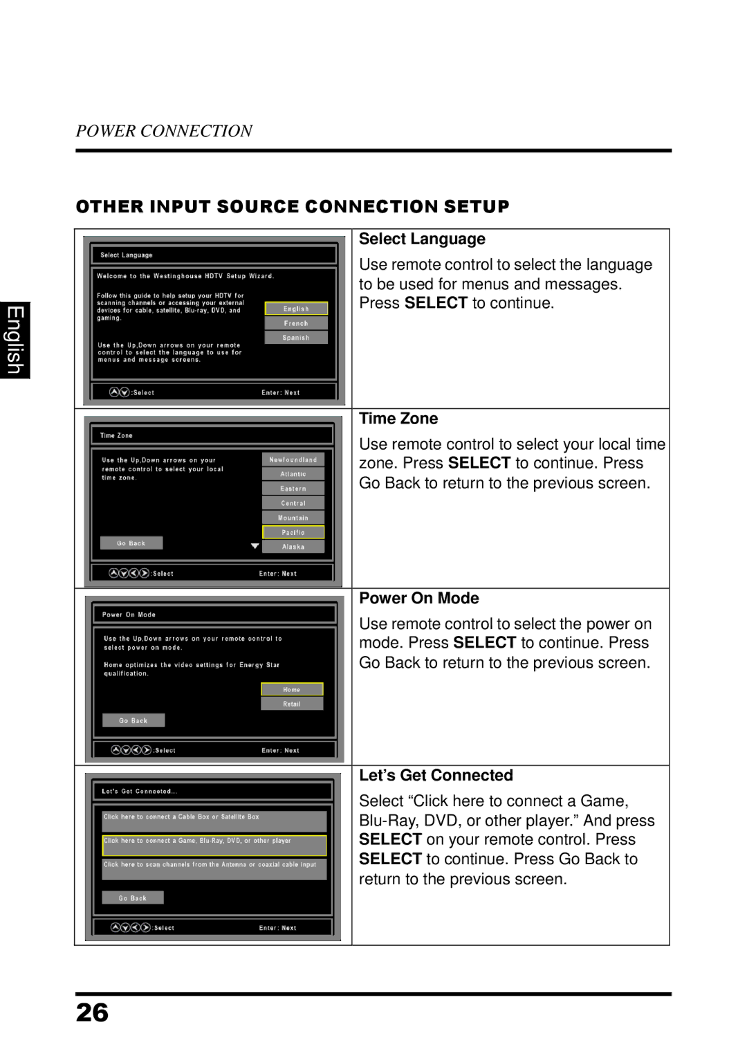 Westinghouse UW48T7HW manual Other Input Source Connection Setup, Let’s Get Connected 