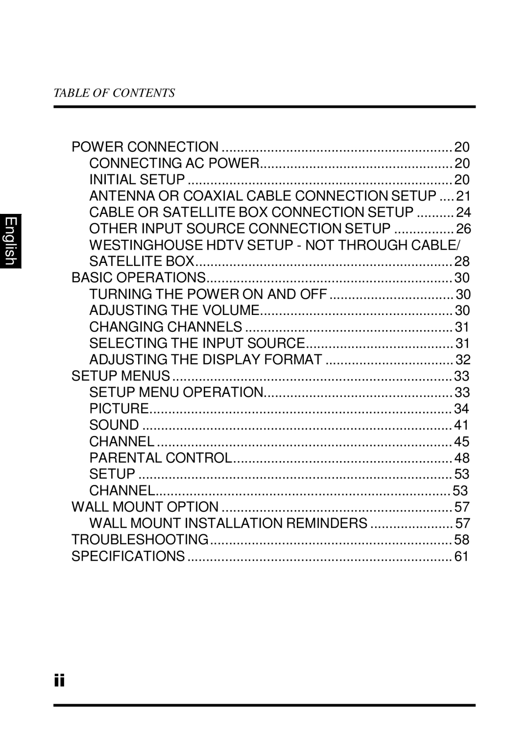 Westinghouse UW48T7HW manual Westinghouse Hdtv Setup not Through Cable 