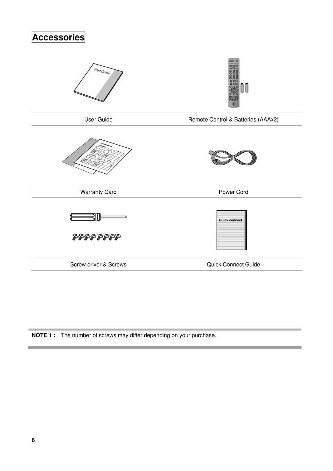 Westinghouse VK-40F580D user manual Accessories 