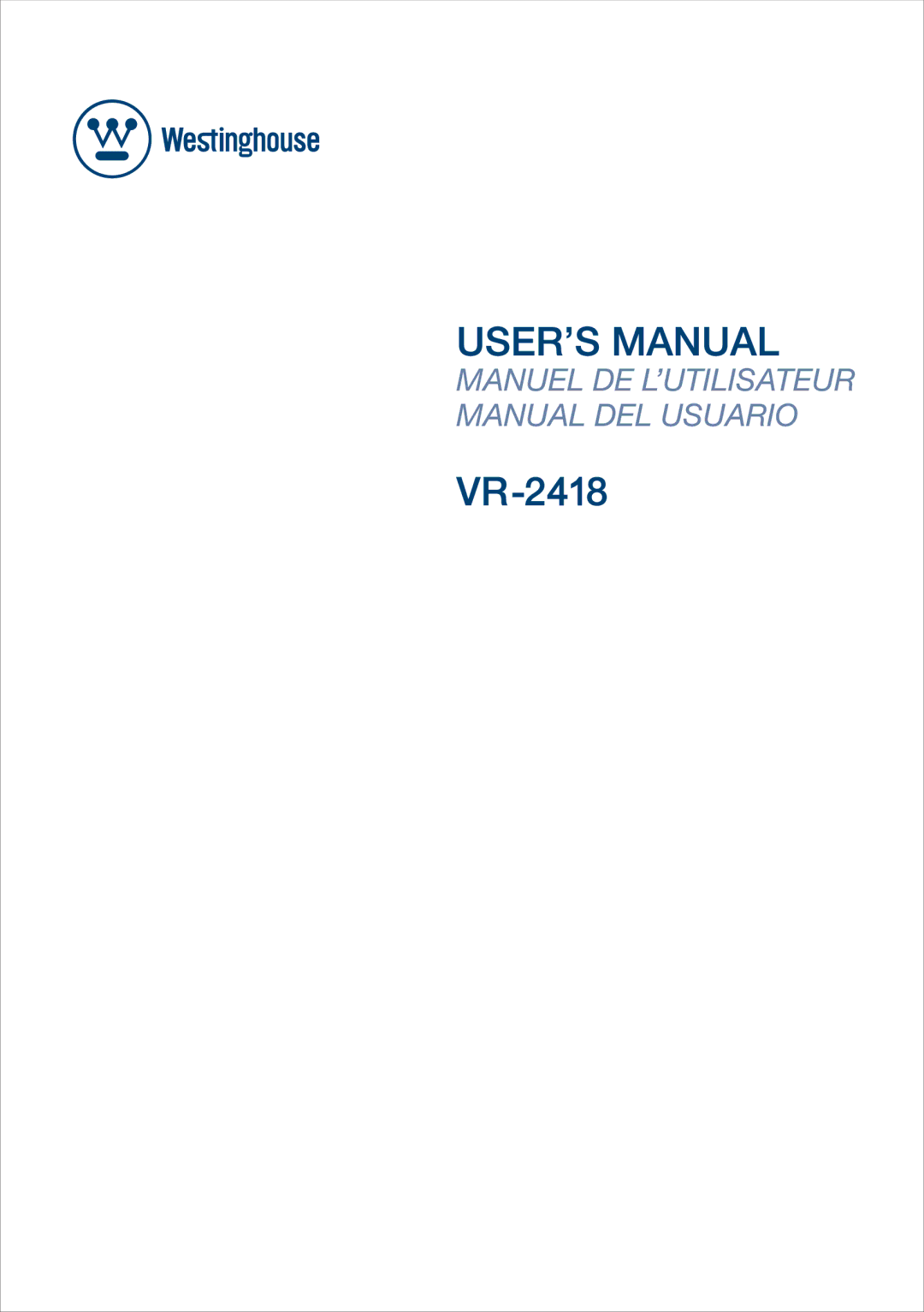 Westinghouse vr-2418 manual 