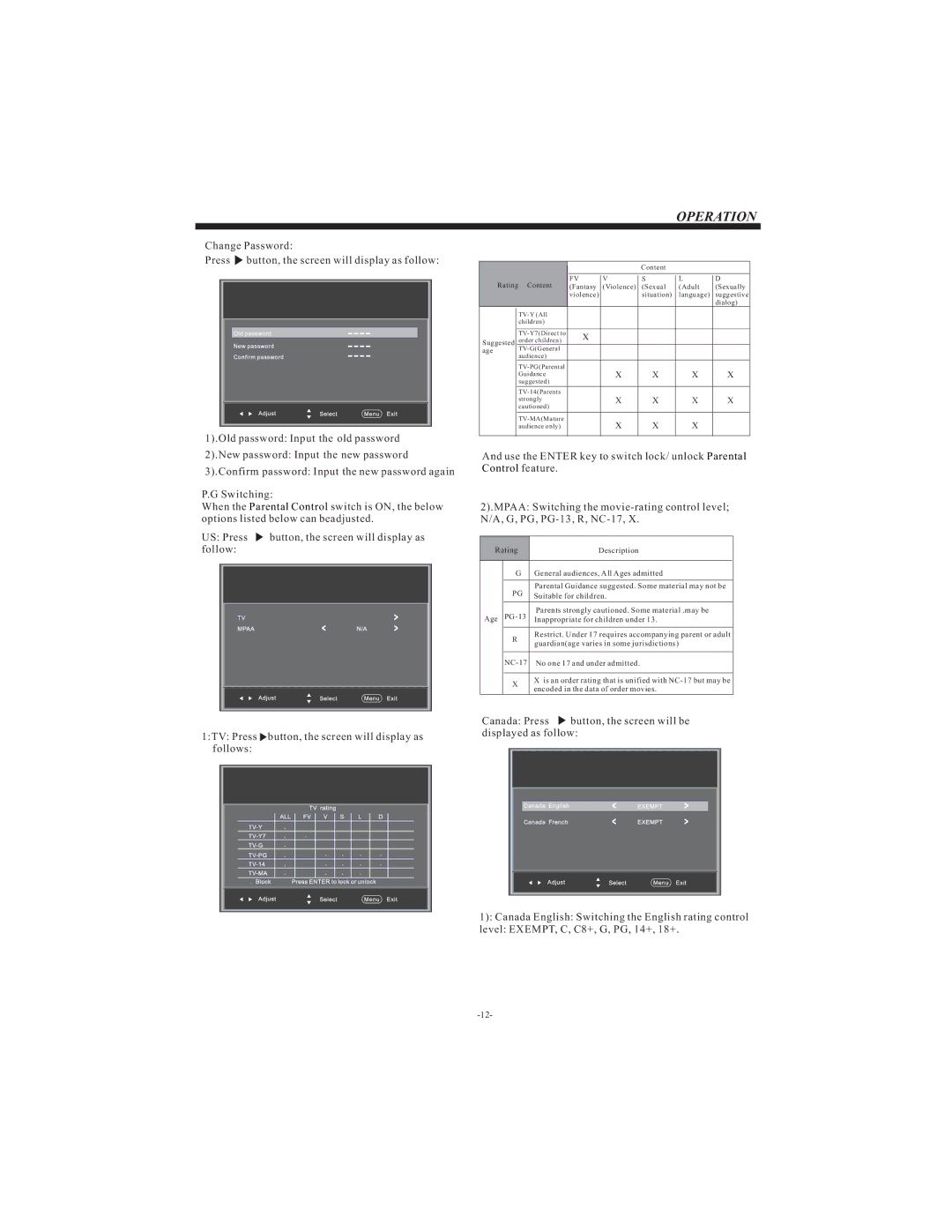 Westinghouse VR-3215 manual Operation 