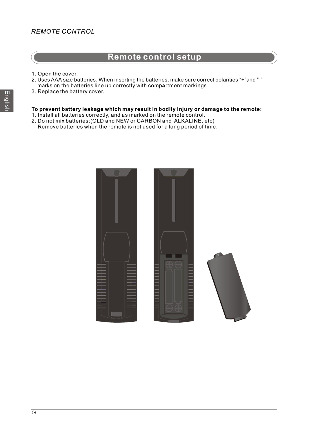 Westinghouse VR-3225 manual Remote control setup 