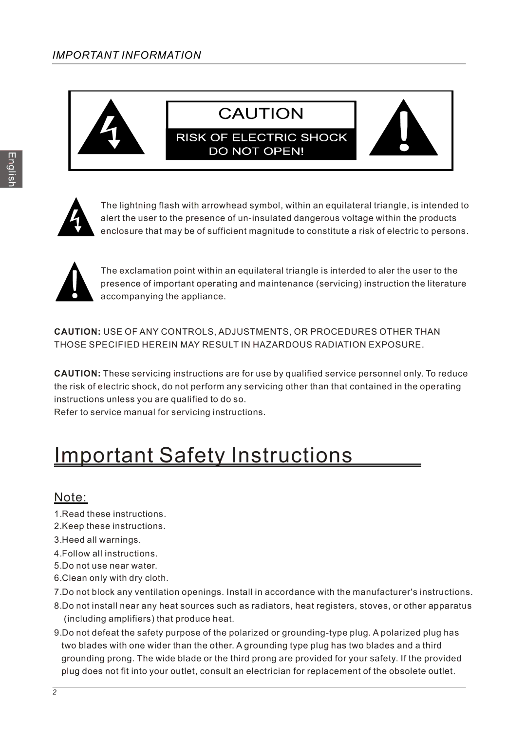 Westinghouse VR-3225 manual Important Safety Instructions 