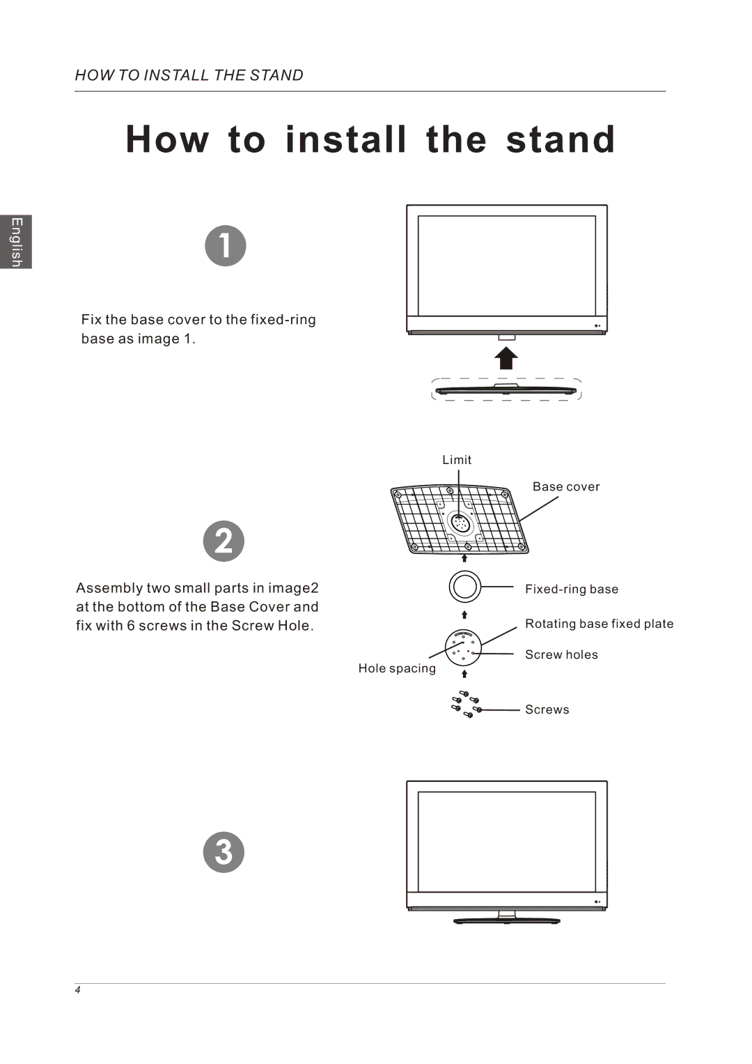 Westinghouse VR-3225 manual HOW to Install the Stand 