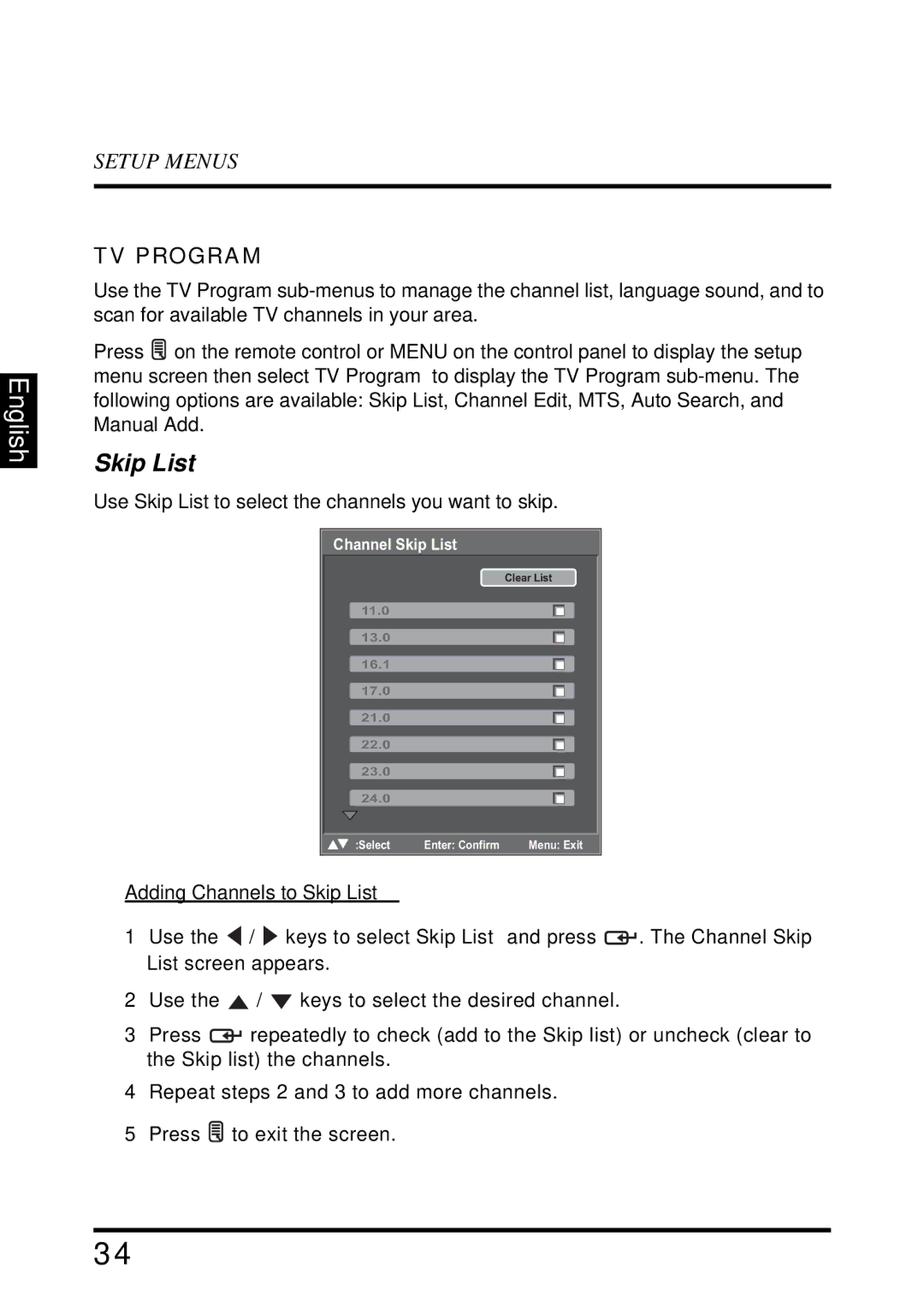 Westinghouse VR-4025 manual TV Program, Adding Channels to Skip List 